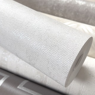 Papel de Parede Importado Branco Gelo com Prateado - Rolo 10m x 53cm (5,3m²) - Cola Inclusa - Vinílico Alto Relevo em Oferta na Shopee