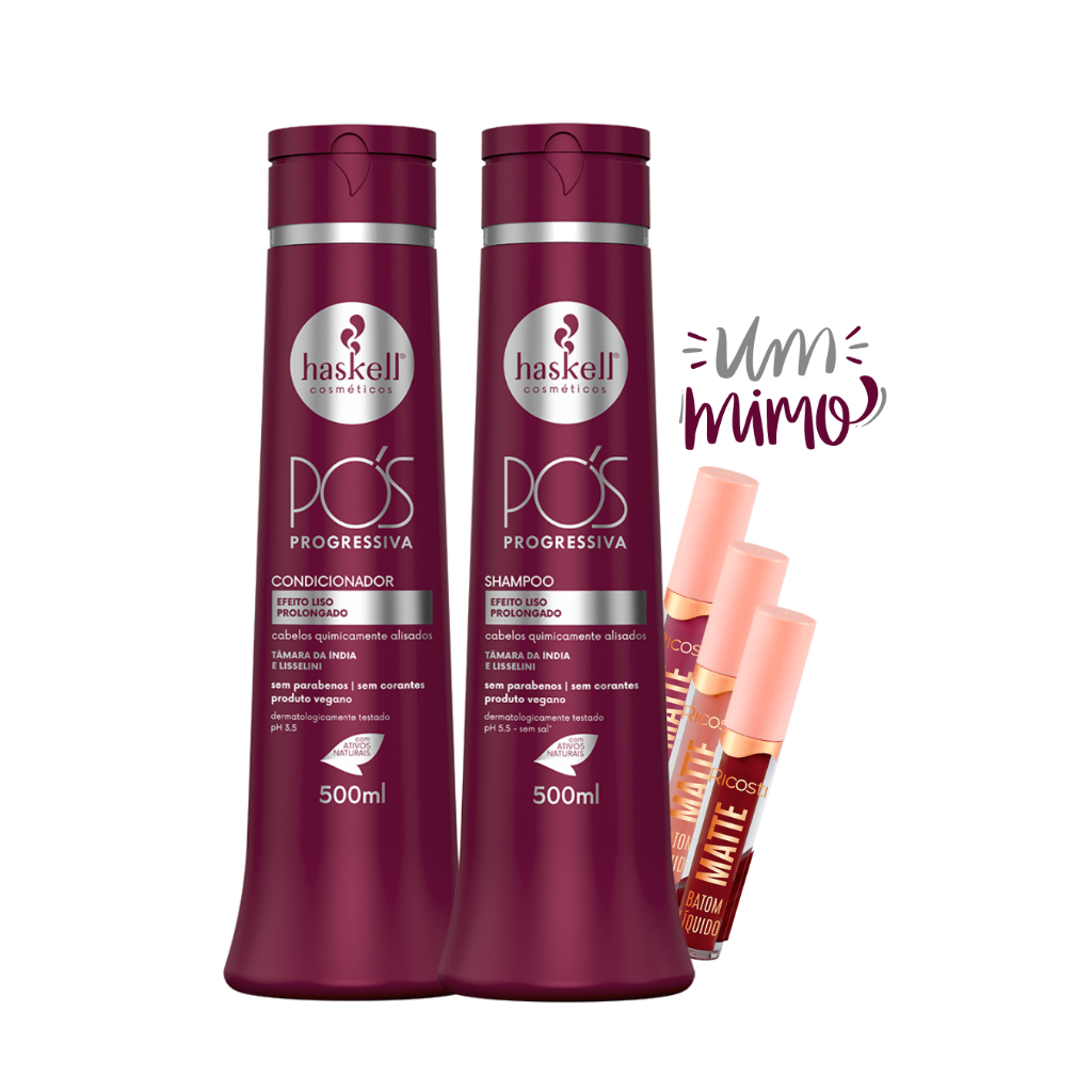 Kit Shampoo e Condicionador Alinhador Pós Progressiva Haskell 500ml + Mimo em Oferta na Shopee