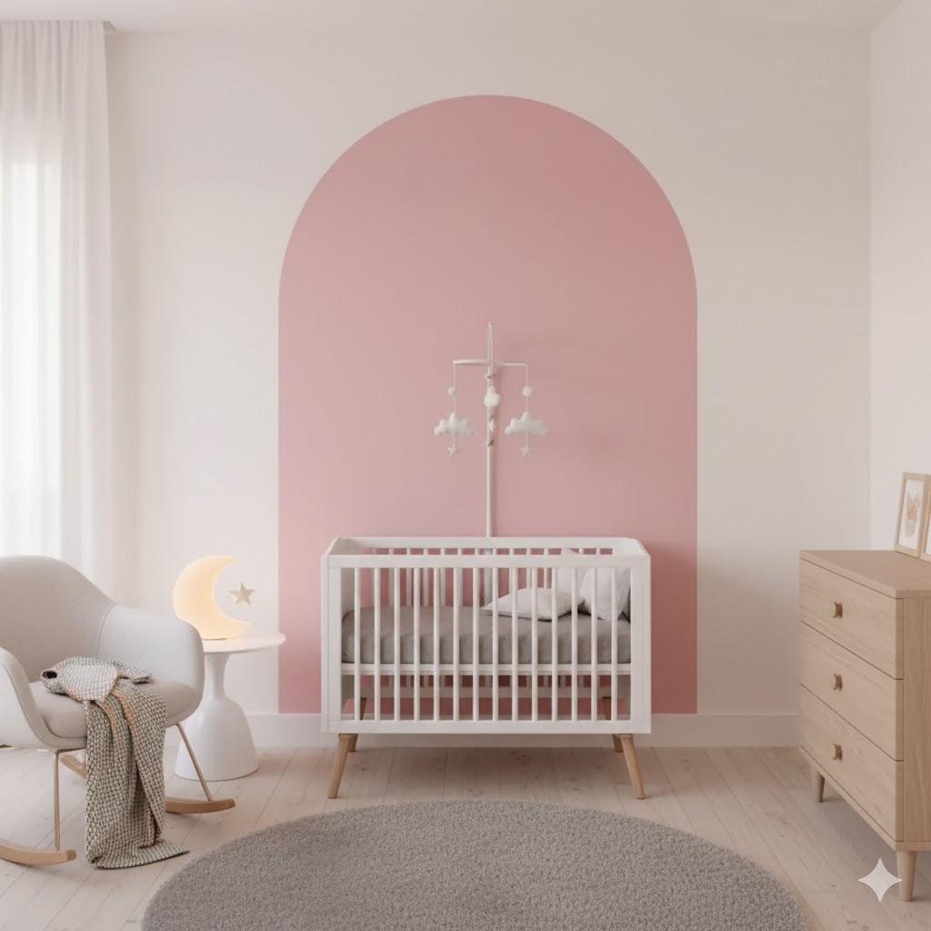 Papel Adesivo Parede Minimalista Geométrico Arco Rosa B72 arco maior 1,20x90cm