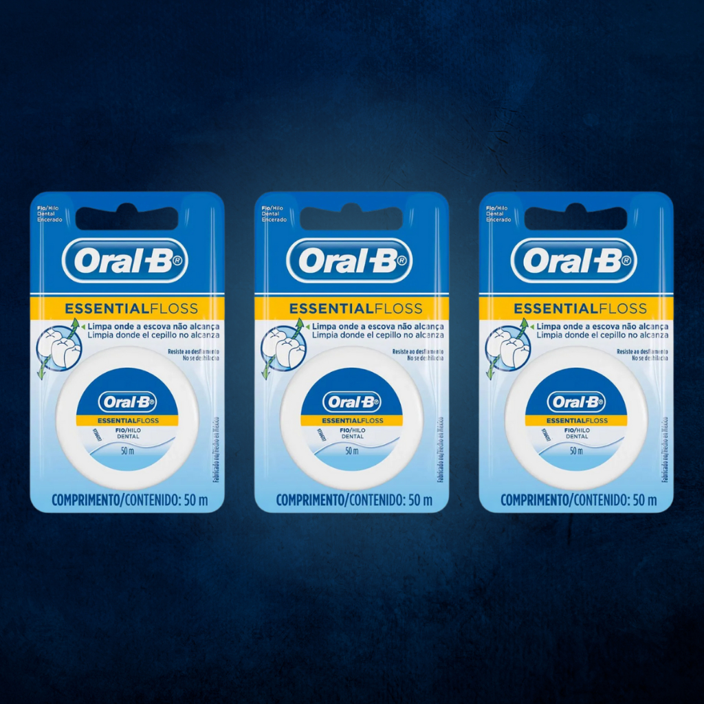 Kit 3 Fio Dental Encerado Essential Floss 50m Oral-b