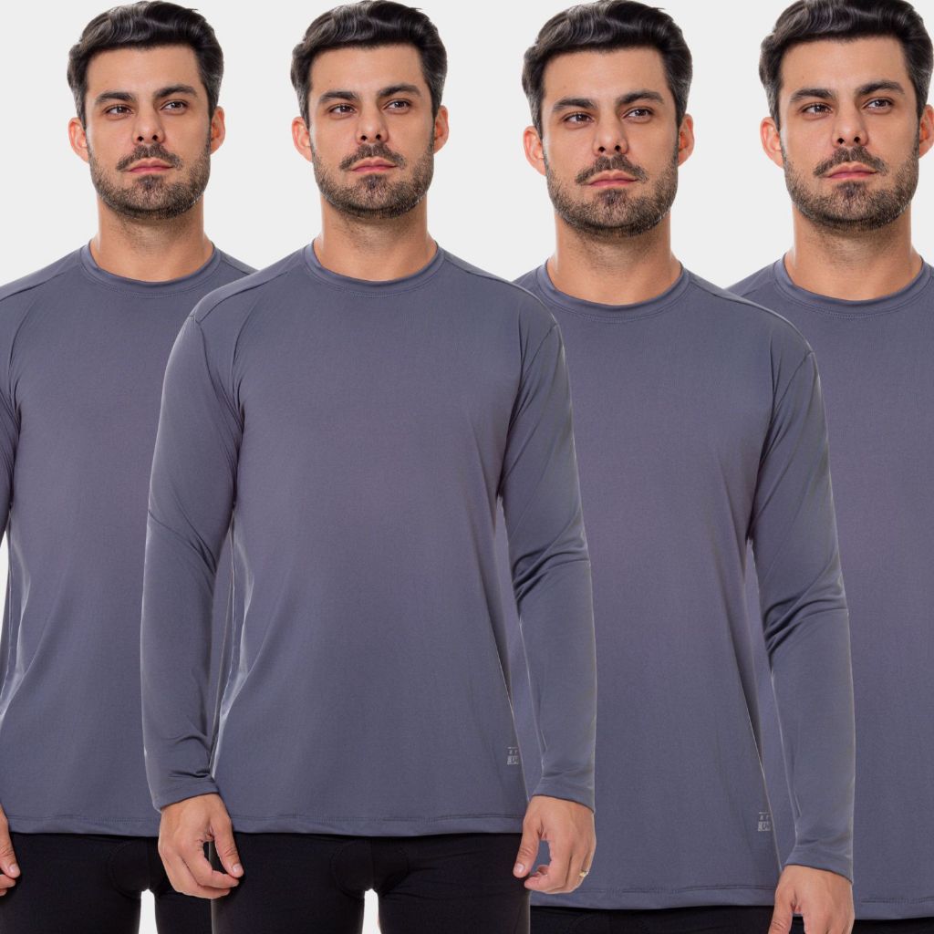 Kit 4 Camisa Camiseta Blusa Proteção UV Solar Manga Longa Masculina Praia Verão