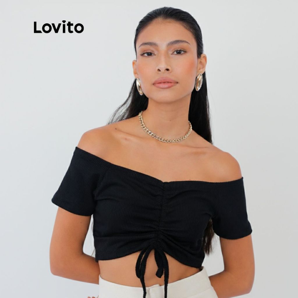 Lovito Blusa Fofa Lisa Feminina LB747BRL777 em Oferta na Shopee