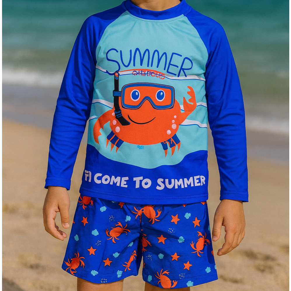 Conjunto Sunga Boxer e Blusa Térmica Infantil Menino Proteção UV 50+ Moda Praia Piscina Natação em Oferta na Shopee