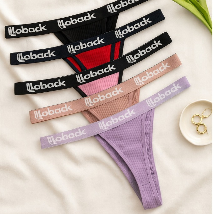 Kit 5 Calcinha  100% Algodão Canelada Fio Dental Cós Elástico Reforçado Respirável Não Marca Treino em Oferta na Shopee