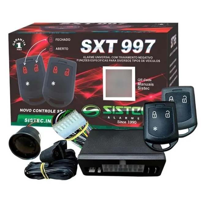 Alarme Automotivo 997 com Interface de Travamento Negativo e Controle ST63 SXT997