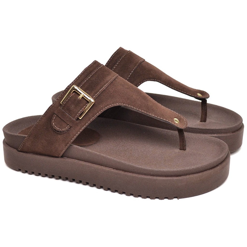 Papete Feminina Sandália Detalhes Lateral Marrom LUMA 2092DB em Oferta na Shopee