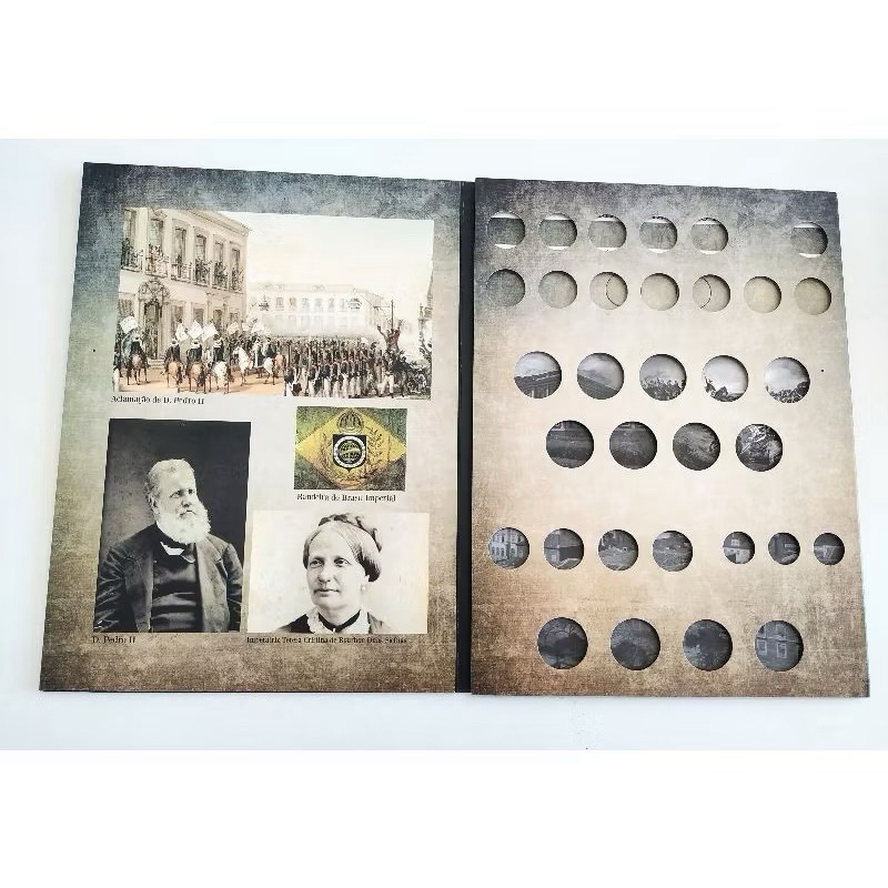 Álbum de Cuproníquel do Império 1871 - 1889 para colocar moedas, álbum vazio.