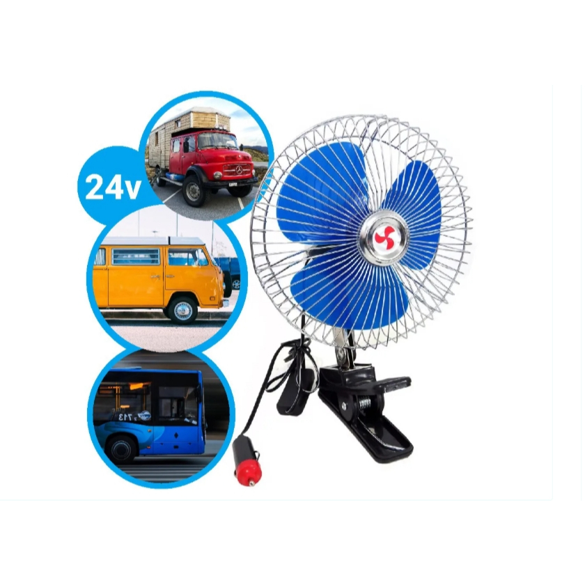 Ventilador Automotivo 12v 24v Para Carro Van Com Garra 8 Pol