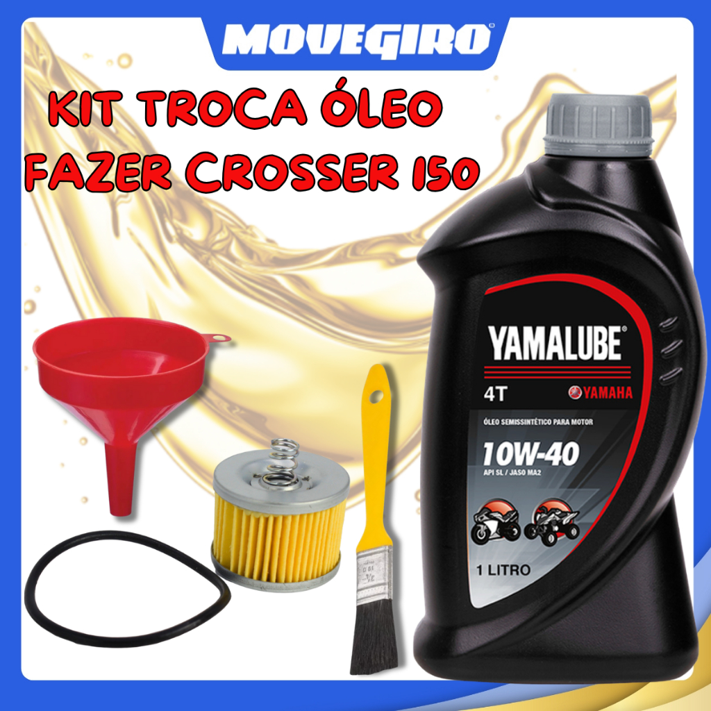 Kit Troca de Óleo Yamaha Fazer Crosser 150 Yamalube 1L + Filtro Valflex + Funil + Pincel 2014 A 2025 em Oferta na Shopee