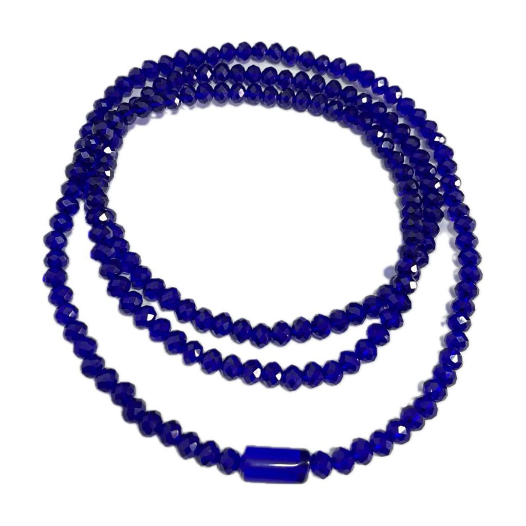 Guia de Ogum Proteção Azul Cristal 8mm Vidro - Guia 60cm Umbanda e Candomblé