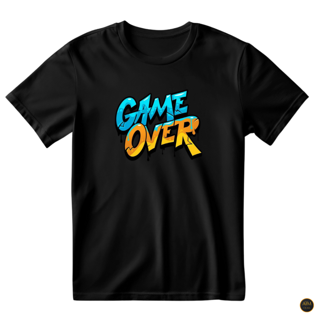 Camisa Unissex Jogo Game Over Colorido Camiseta Estampada Gamer 100% Algodão - Envio Imediato