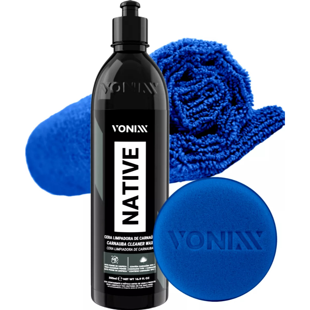 Cera Native Cleaner Wax 500ml + Flanela + Aplicador Vonixx