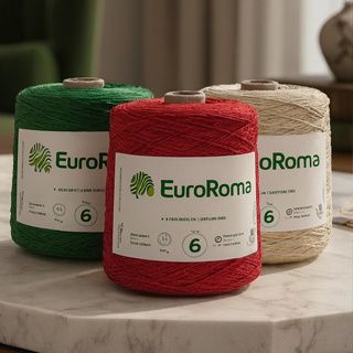 Barbante EuroRoma 1kg Nº6 Cru e Cores Variadas – Artesanato, Crochê e Tricô em Oferta na Shopee