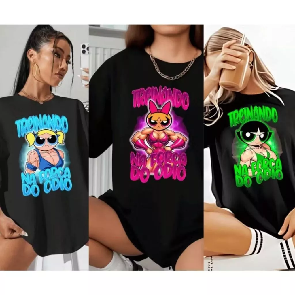 Camiseta Treinando na Força do Ódio Estampada Preta Kit 3 Blusa Academia Treino 100% Algodão — imagem 1