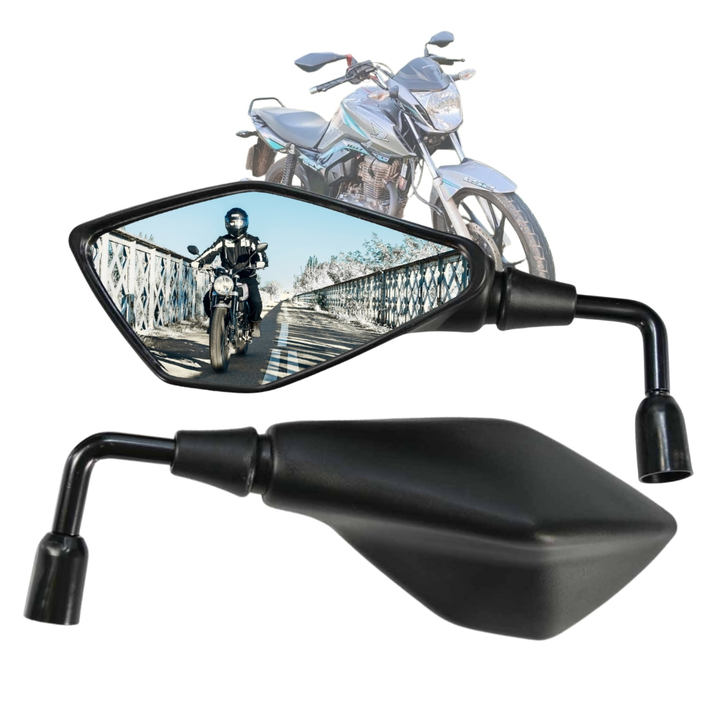 Par Retrovisor Kawasaki Z400 Honda Haste Curta Rebaixada 90°
