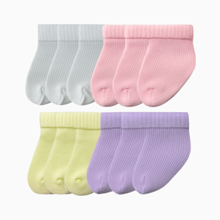 Kit 12 Pares de Meia Lisa Para Bebê (Recém Nascido) - Sortidas - 0 a 9 meses em Oferta na Shopee