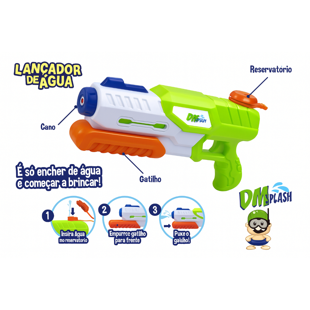 Atirador / Lançador De Água Dm Splash Dm Toys em Oferta na Shopee