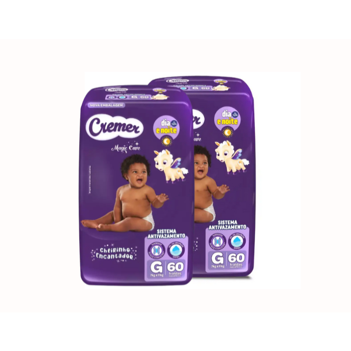 Kit 2 Fraldas Cremer Hiper G 60 Unidades
