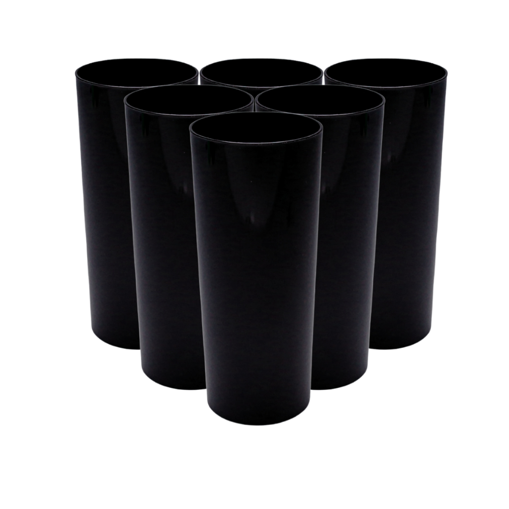 Kit 20-50 Copos Long Drink Acrílico 330ml Sólido Preto Elegante Qualidade Design Moderno em Oferta na Shopee