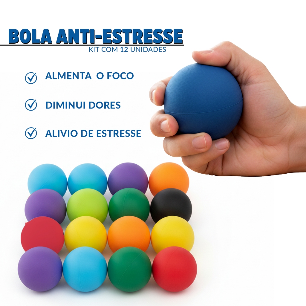 Kit Bolinha Anti Estresse e Ansiedade Bola Fisioterapia Lisa em Oferta na Shopee