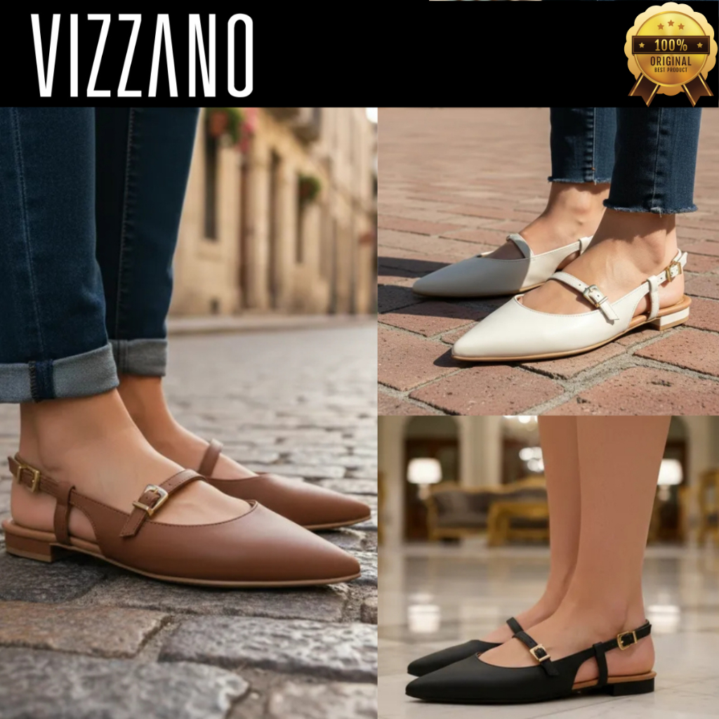 Sapato Slingback Feminino Vizzano Bico Fino Social Baixo 12061009 Original