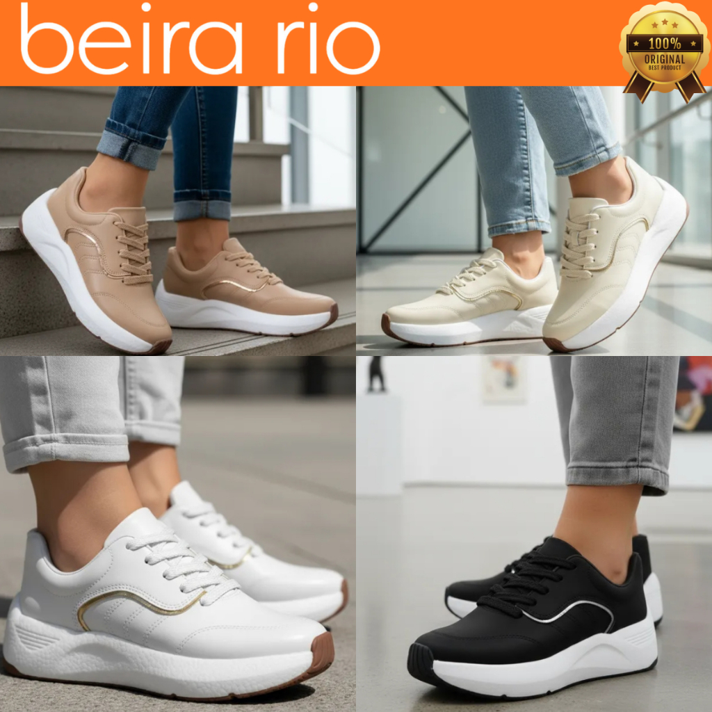 Tênis Casual Beira Rio Feminino Macio 4327101 Conforto Casual Leve Jogging Chunky Original em Oferta na Shopee