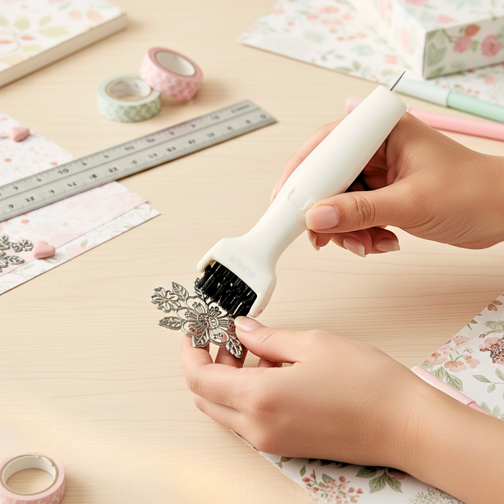 Escova Multifuncional 3 em 1 Para Limpar Faquinhas  de Corte Remover Soltar Papel Eva