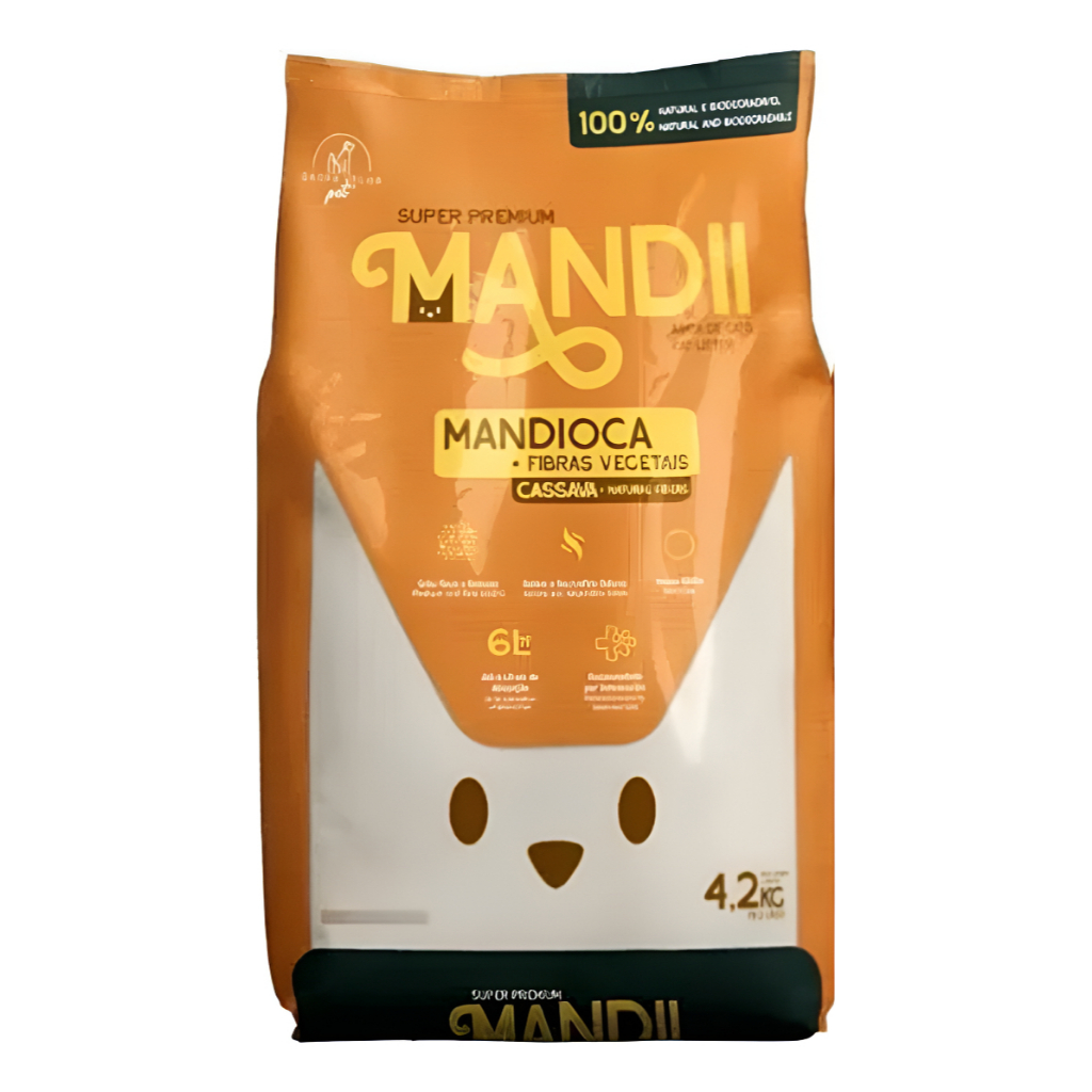 🐾 Areia de Gato MANDII Super Premium – Fibras Naturais de Mandioca (4,2 kg) em Oferta na Shopee