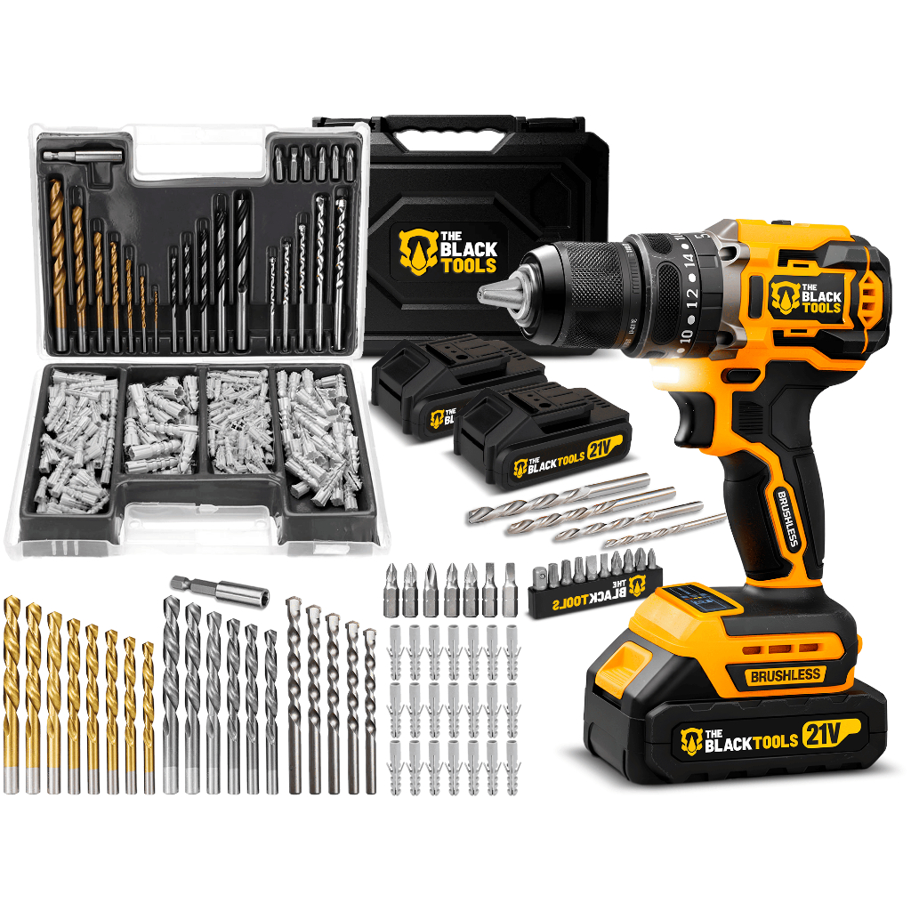 Furadeira/parafusadeira A Bateria 21v Brushless The Black Tools + Acessórios