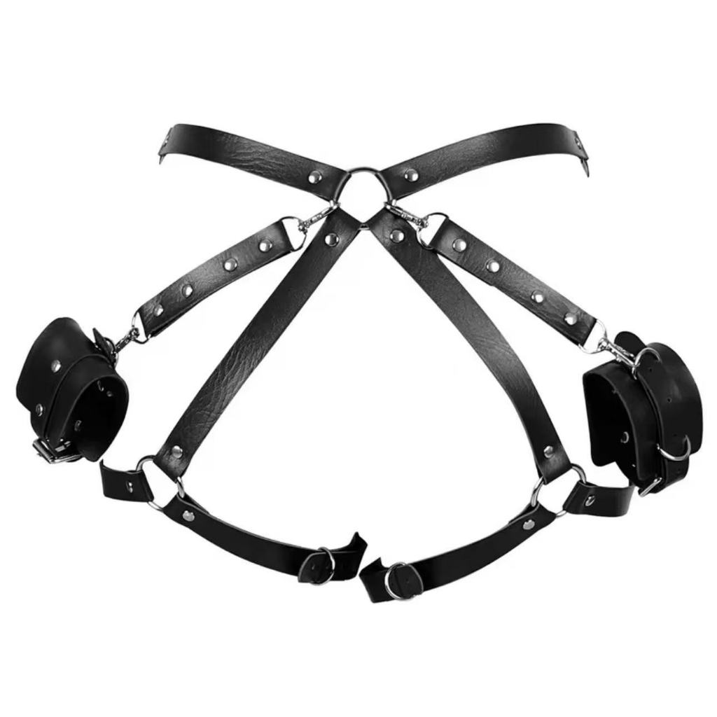 Sado com algemas de couro preto reforçado SEX e unissex + dominação e submissão Sex Shop KB-01 em Oferta na Shopee