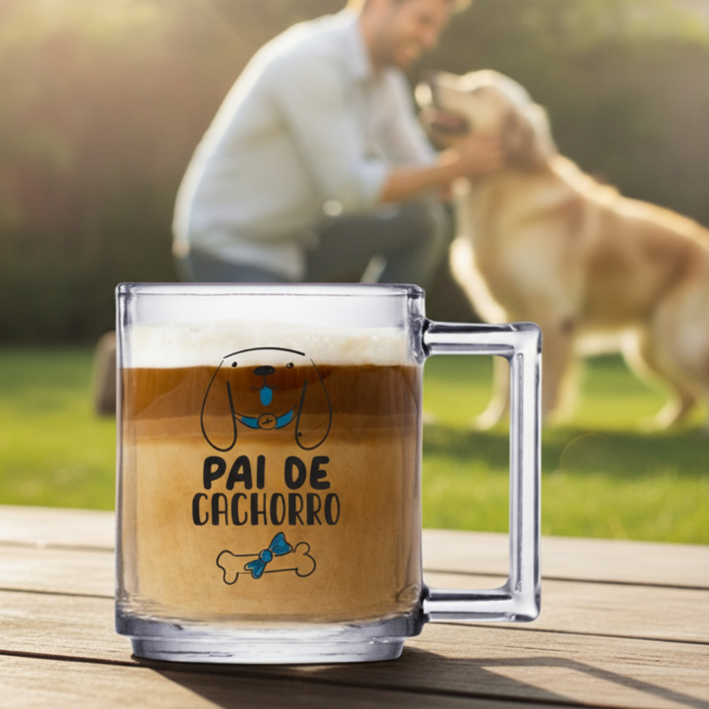 Caneca Para Café e Chá Veneza, Caneca de Vidro Para Café Estampa Pai de Cachorro 255ml - Ruvolo em Oferta na Shopee