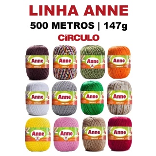 Linha Anne 500 metros fio para crochê 100% algodão - Cores lisas e multicores em Oferta na Shopee
