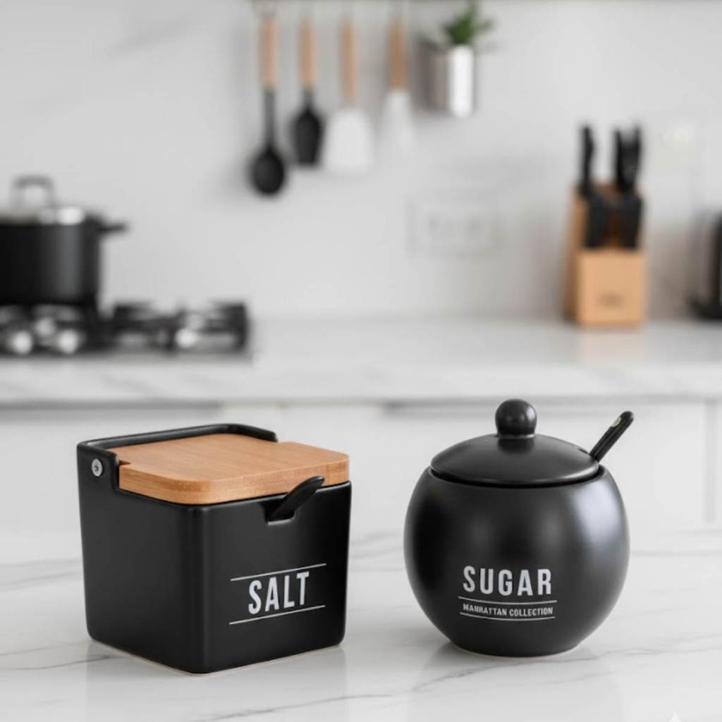 Kit Saleiro e Açucareiro Manhattan Preto – Hauskraft em Oferta na Shopee