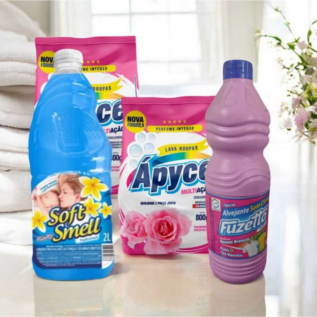 KIT 1 Amaciante Tradicional FUZETTO 1alvejante Lavanda FUZETTO 2 Sabão em Pó Encapsulada 800g APYCE
