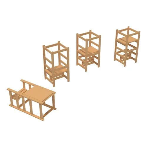 Torre de Aprendizagem Montessori 4 em 1 Madeira Pinus