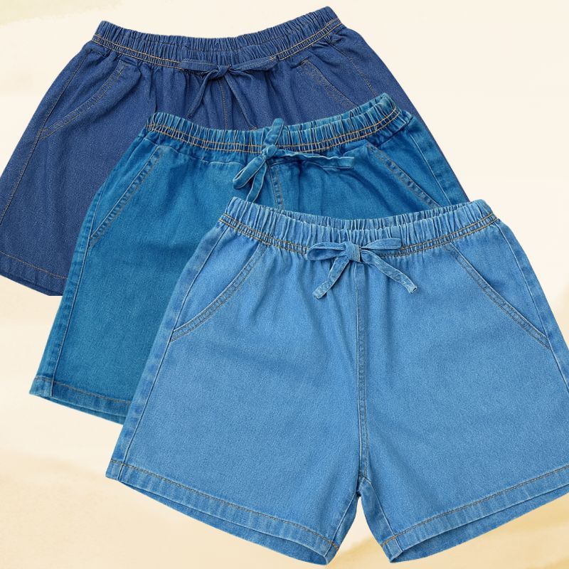 Bermuda Short Jeans Com Elástico Confortável Short