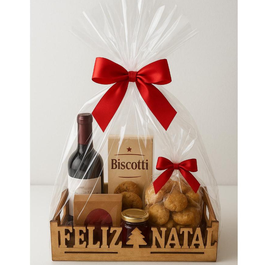 Kit 1,2,3 ou 4 unidades Bandeja Feliz Natal 26x15x5cm Cesta Lembrancinha Presente Decoração de Natal