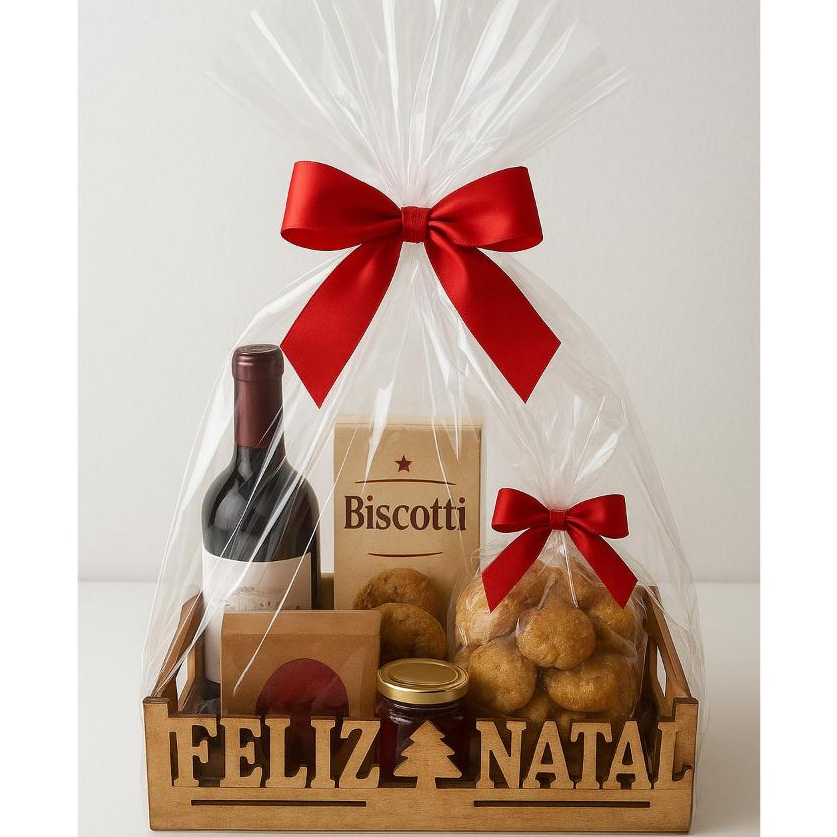 Kit 10 unidades Bandeja Feliz Natal 26x15x5cm Cesta Lembrancinha Presente Decoração de Natal