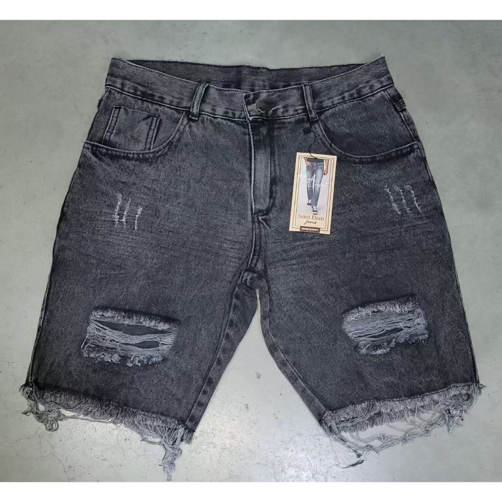 Bermuda Jeans Masculina Destroyed Preto Grafite Premium - Barra Desfiada Estilosa Moda Verão em Oferta na Shopee