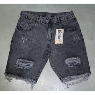 Bermuda Jeans Masculina Destroyed Preto Grafite Premium - Barra Desfiada Estilosa Moda Verão em Oferta na Shopee