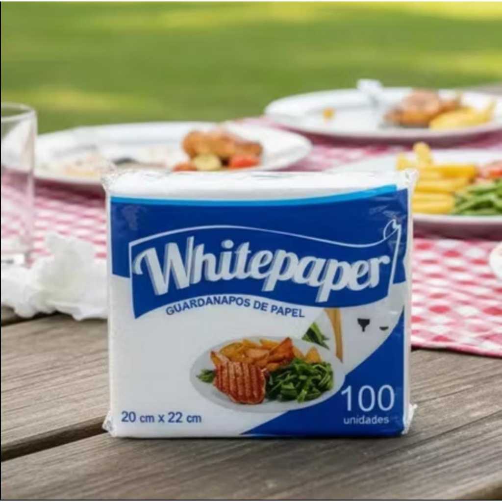kit 1000 Guardanapos de Papel Descartável 20x22cm Folha Simples White Paper