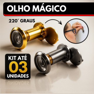 Olho Magico Porta 220° Graus Cromado ou Dourado Tamanho 35-50 mm Segurança e Privacidade