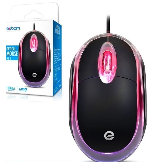 Mouse Óptico com Fio Usb 3 Botões 1000DPI