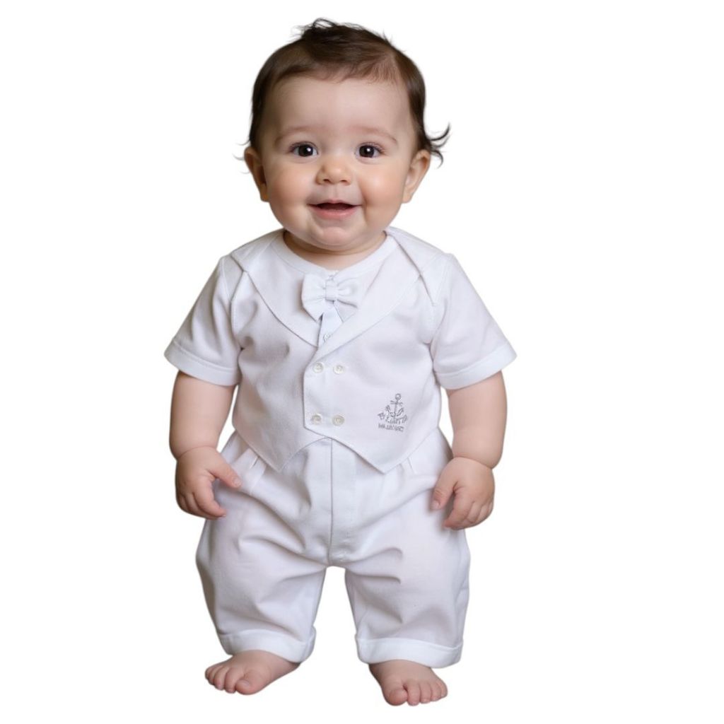 Conjunto Social Bebê Menino Roupa Festa Batizado Batismo Noivinho Casamento C/ Colete, Short, Camisa E Gravata