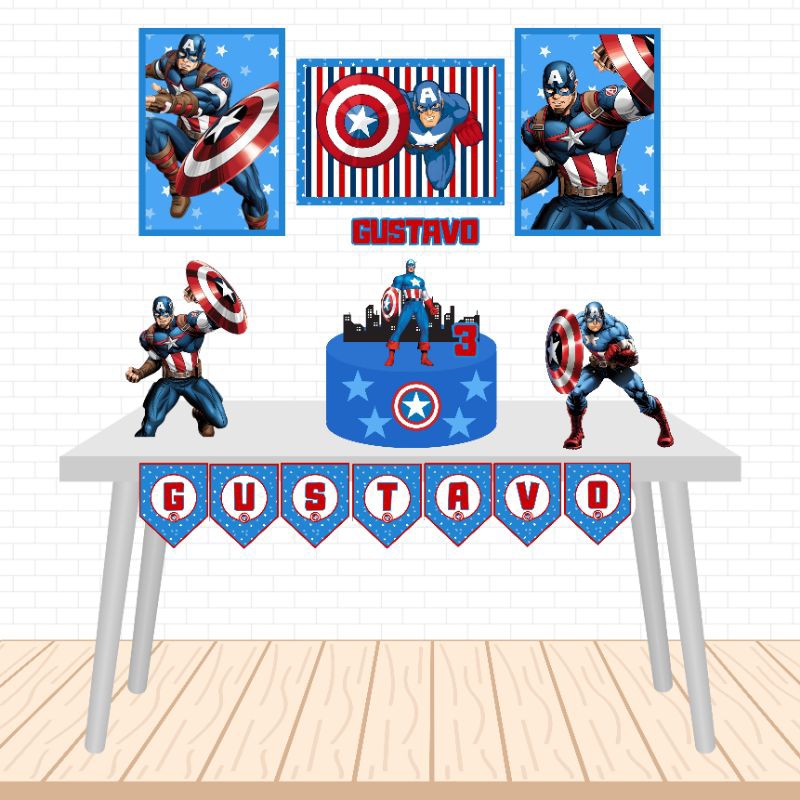 Kit Festa Aniversário Só um Bolinho- Capitão América- Decoração Aniversário Infantil em Oferta na Shopee