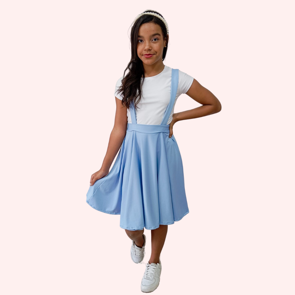 Salopete infantil Tons Pasteis  alça gode total em Oferta na Shopee