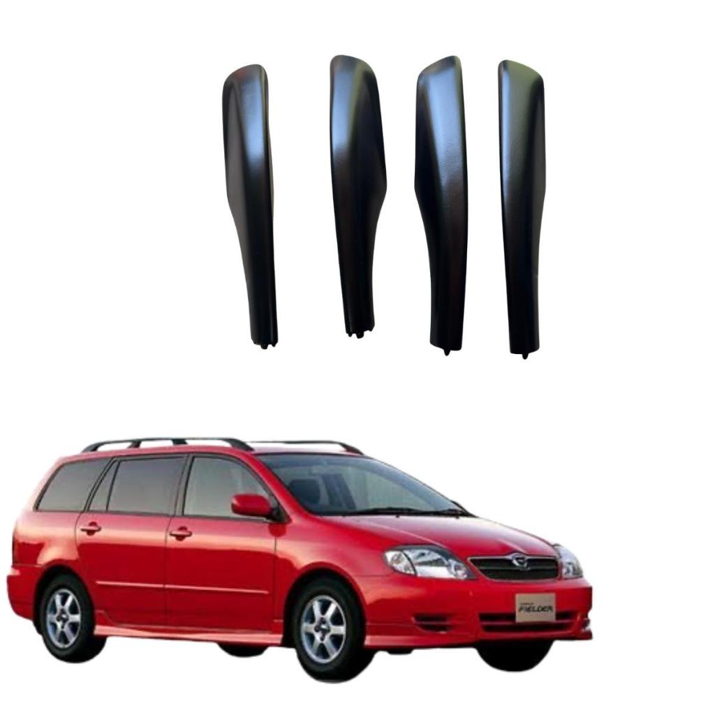 Kit 4 Peças Acabamento Tampa Rack de Teto Toyota Corolla Fielder 2004 à 2008 Cor Preto