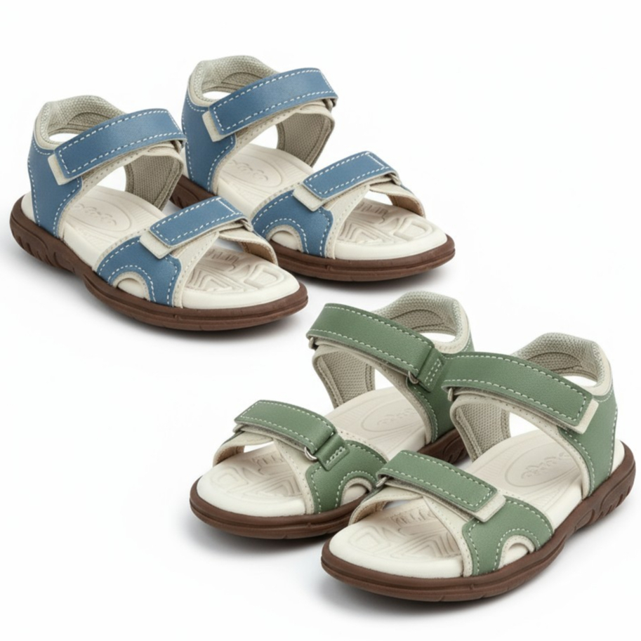 Kit 2 Sandália Infantil Baby Menino Masculina Couro Legítimo Papete Babuche Confortável e Leve