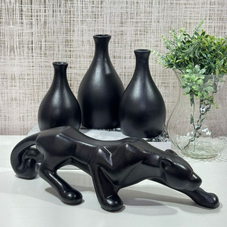 Conjunto kit 4 peças vasos cerâmica decorar escritório colorido enfeite casa sala rack sala aparador
