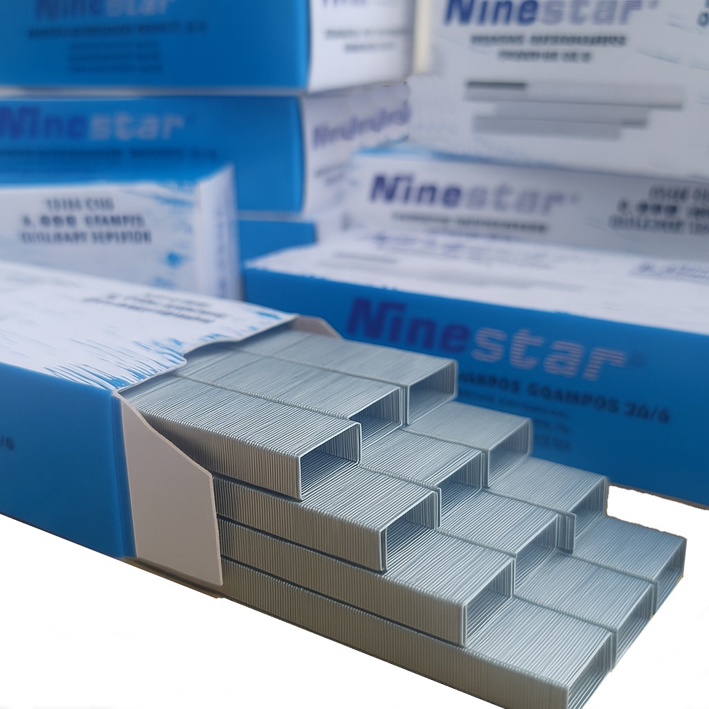 Kit 1, 2, 3, 4 ou 5 Caixas Grampo Galvanizado Grampeador 26/6 Caixas C/5.000 Masterprint Ninestar